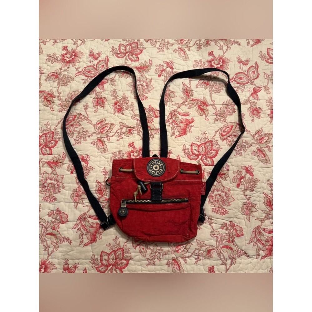 Kipling Red Mini Backpack with Black Straps